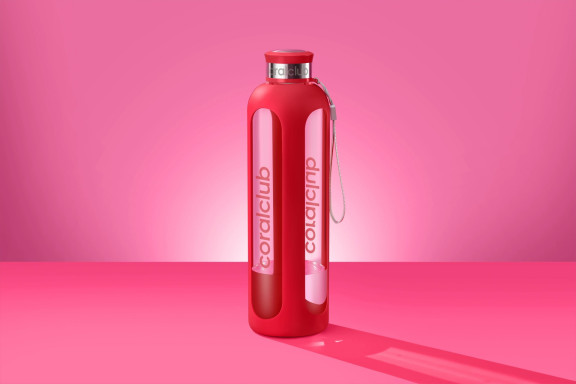 Stiklinis butelisClearWater vyšninės spalvos